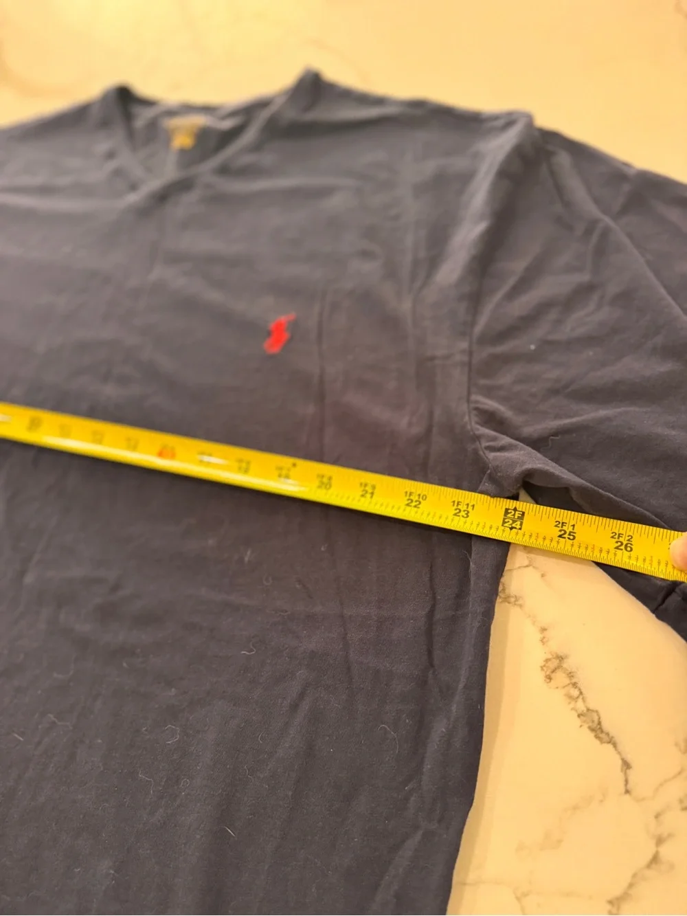 Polo by Ralph Lauren Navy V‑Neck T‑Shirt with Red Pony Logo